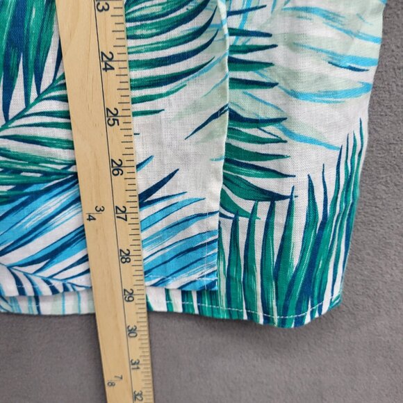 TAHARI Womens 100% Linen Palm Leaf Wrap Midi Skirt With Elastic Back Size Large - Picture 5 of 5